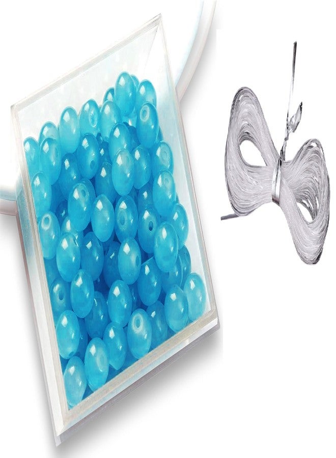 موريل خرز زجاجي كريستالي أزرق من موريل، 8 مم، لصنع إكسسوارات الموضة والمجوهرات، والقلائد والأساور والزينة | عبوة من 100 خيط خرز مع خيط مطاطي قابل للتمدد بطول متر واحد | - Image 1